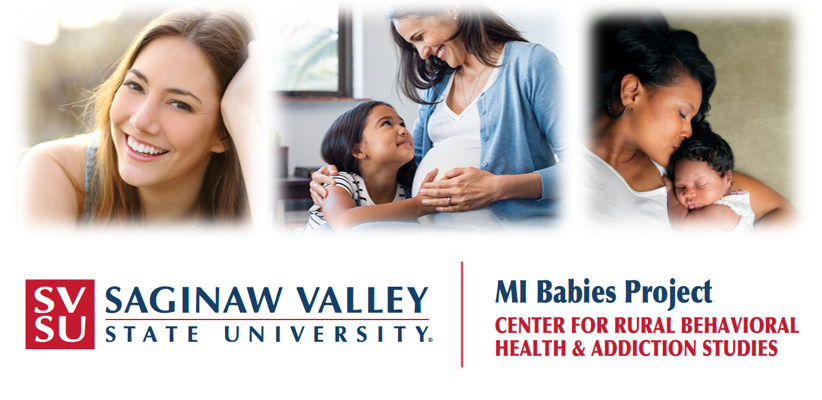 Images of women and children shown with SVSU MI Babies Project Logo